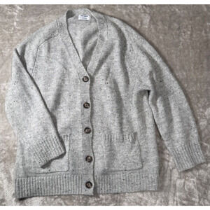 Old Navy Grey Marled Grandpa Cardigan Sweater Womens Size L